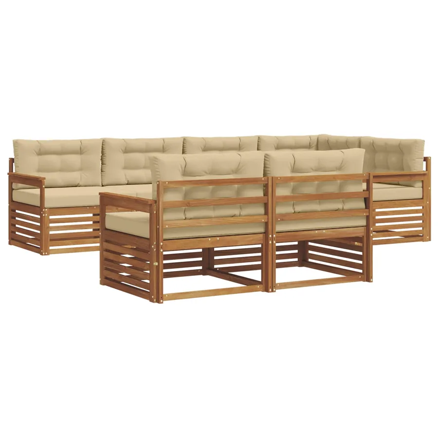 Ensemble de canapés d'extérieur 7 pcs Naturel et Beige - 2