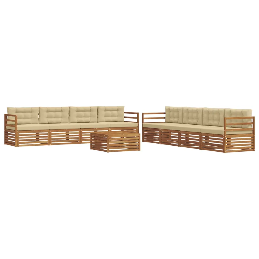 Ensemble de canapés d'extérieur 9 pcs Naturel et Beige - 2