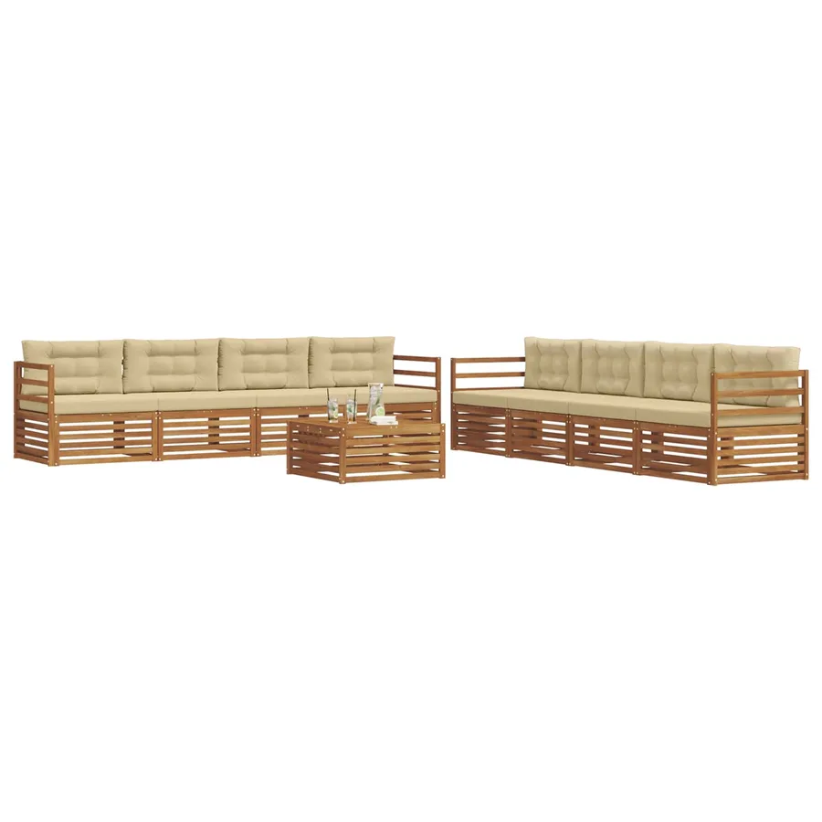 Ensemble de canapés d'extérieur 9 pcs Naturel et Beige - 3