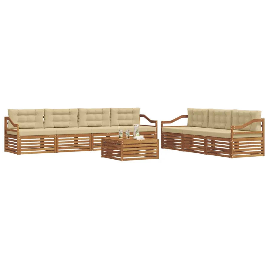 Ensemble de canapés d'extérieur 8 pcs Naturel et Beige - 3
