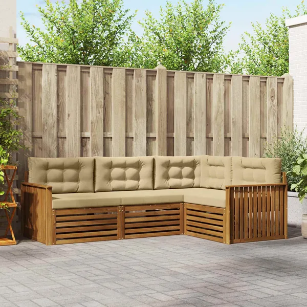 Ensemble de canapés d'extérieur 4 pcs Naturel et Beige