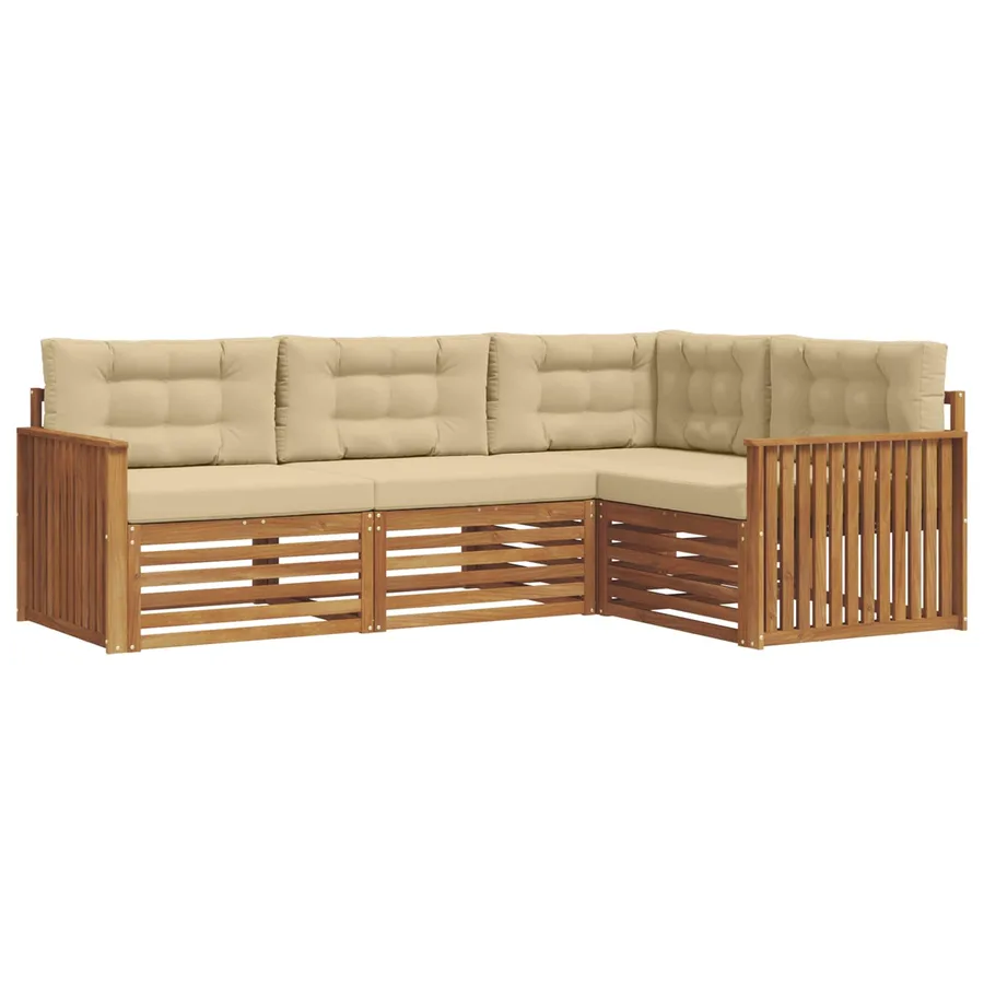 Ensemble de canapés d'extérieur 4 pcs Naturel et Beige - 2