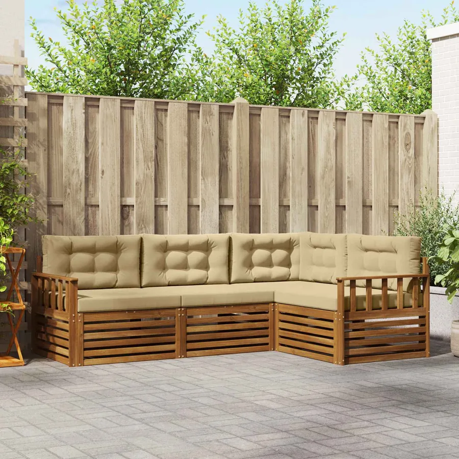 Ensemble de canapés d'extérieur 4 pcs Naturel et Beige