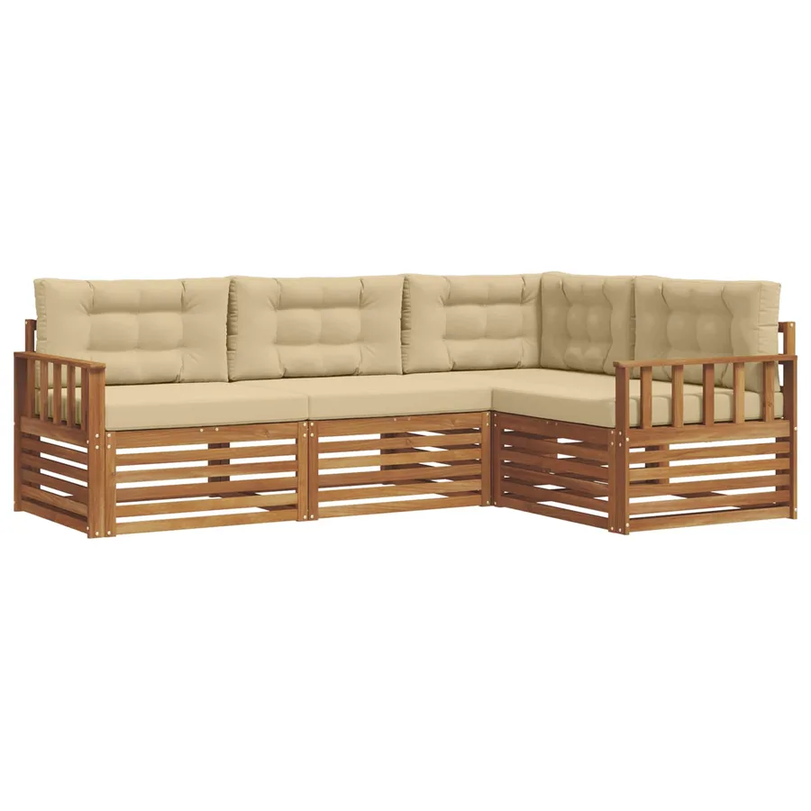 Ensemble de canapés d'extérieur 4 pcs Naturel et Beige - 2