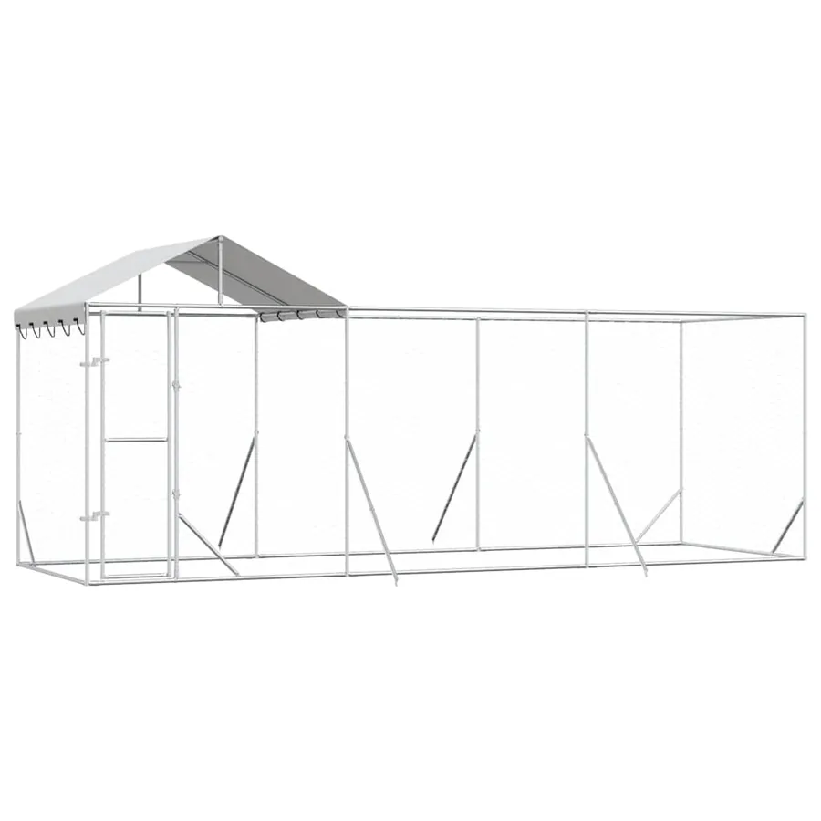 Chenil d'extérieur pour chiens avec toit argenté 6x2x2,5 m - 2
