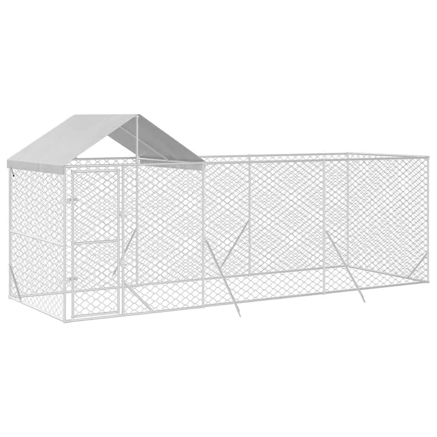 Chenil d'extérieur pour chiens avec toit argenté 6x2x2,5 m - 3