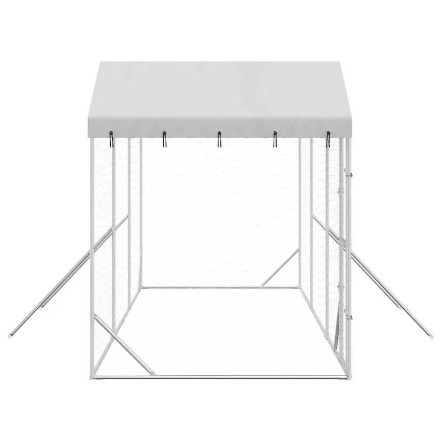 Chenil d'extérieur pour chiens avec toit argenté 6x2x2,5 m - 6