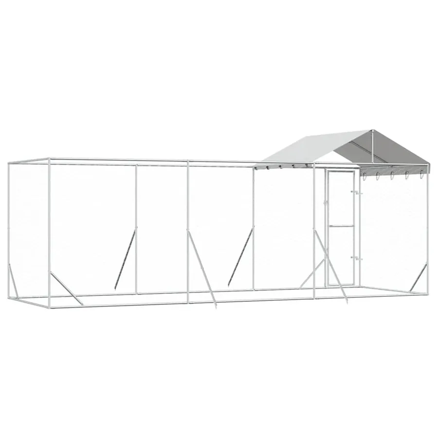Chenil d'extérieur pour chiens avec toit argenté 6x2x2,5 m - 7