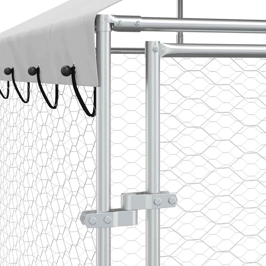 Chenil d'extérieur pour chiens avec toit argenté 6x2x2,5 m - 8
