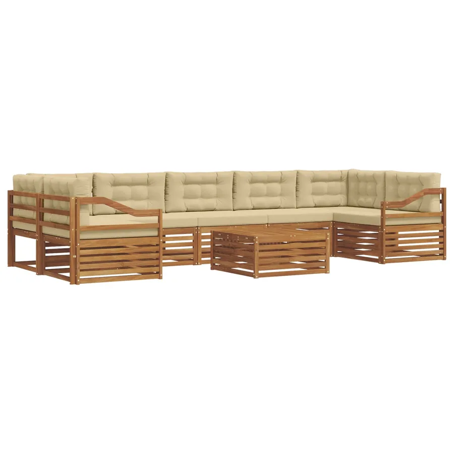 Ensemble de canapés d'extérieur 8 pcs Naturel et Beige - 2
