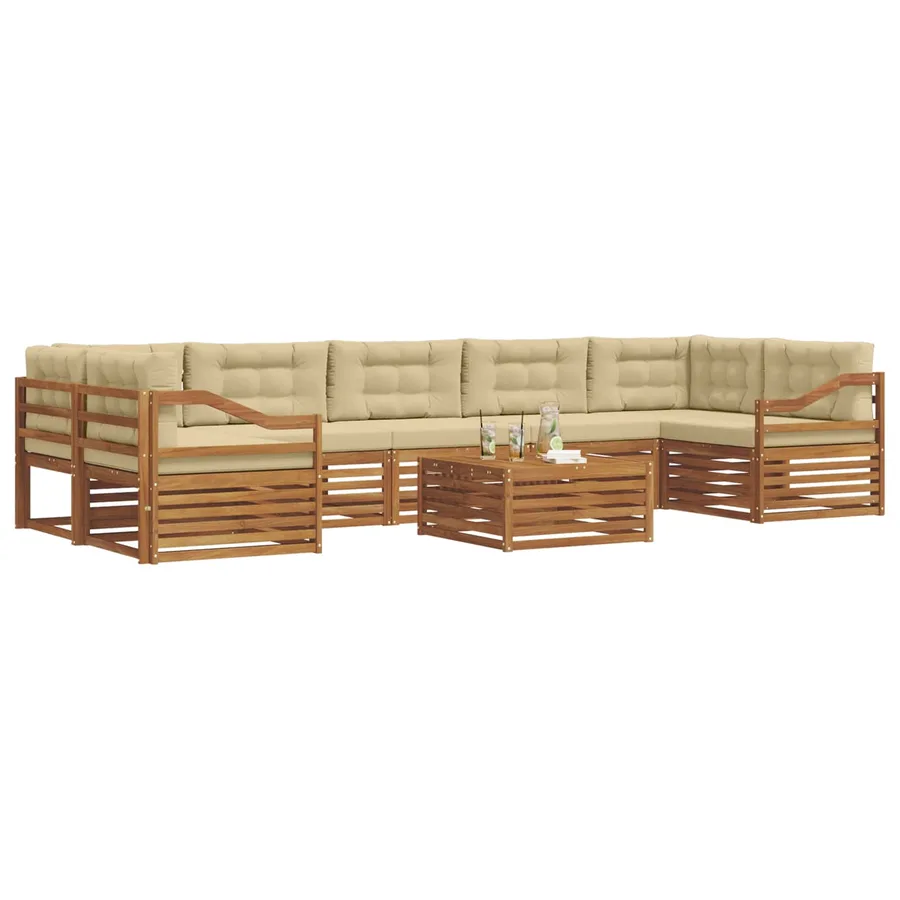 Ensemble de canapés d'extérieur 8 pcs Naturel et Beige - 3