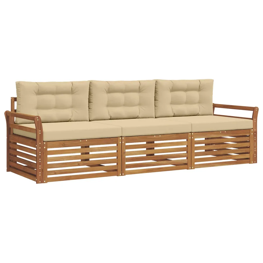 Ensemble de canapés d'extérieur 3 pcs Naturel et Beige - 2