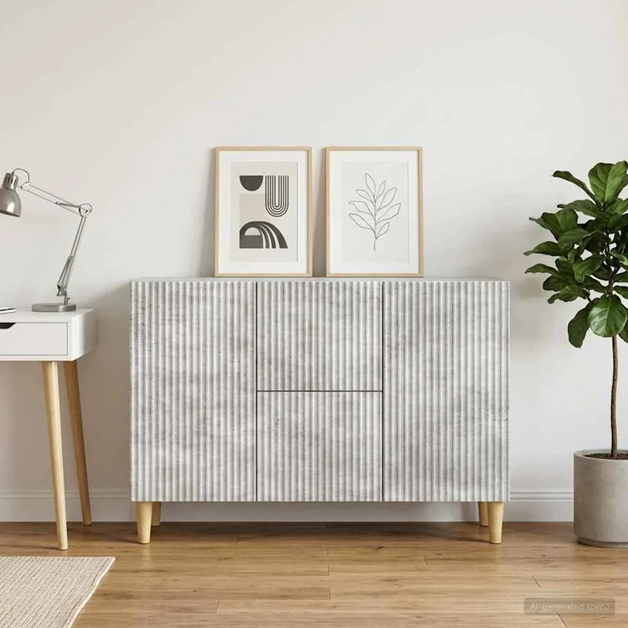Buffet Gris béton 89 x 34,5 x 60 cm Bois d'ingénierie
