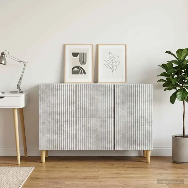 Buffet Gris béton 89 x 34,5 x 60 cm Bois d'ingénierie