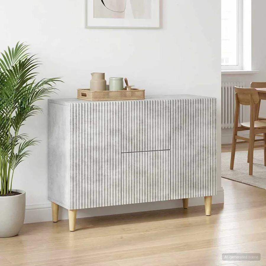 Buffet Gris béton 89 x 34,5 x 60 cm Bois d'ingénierie - 4
