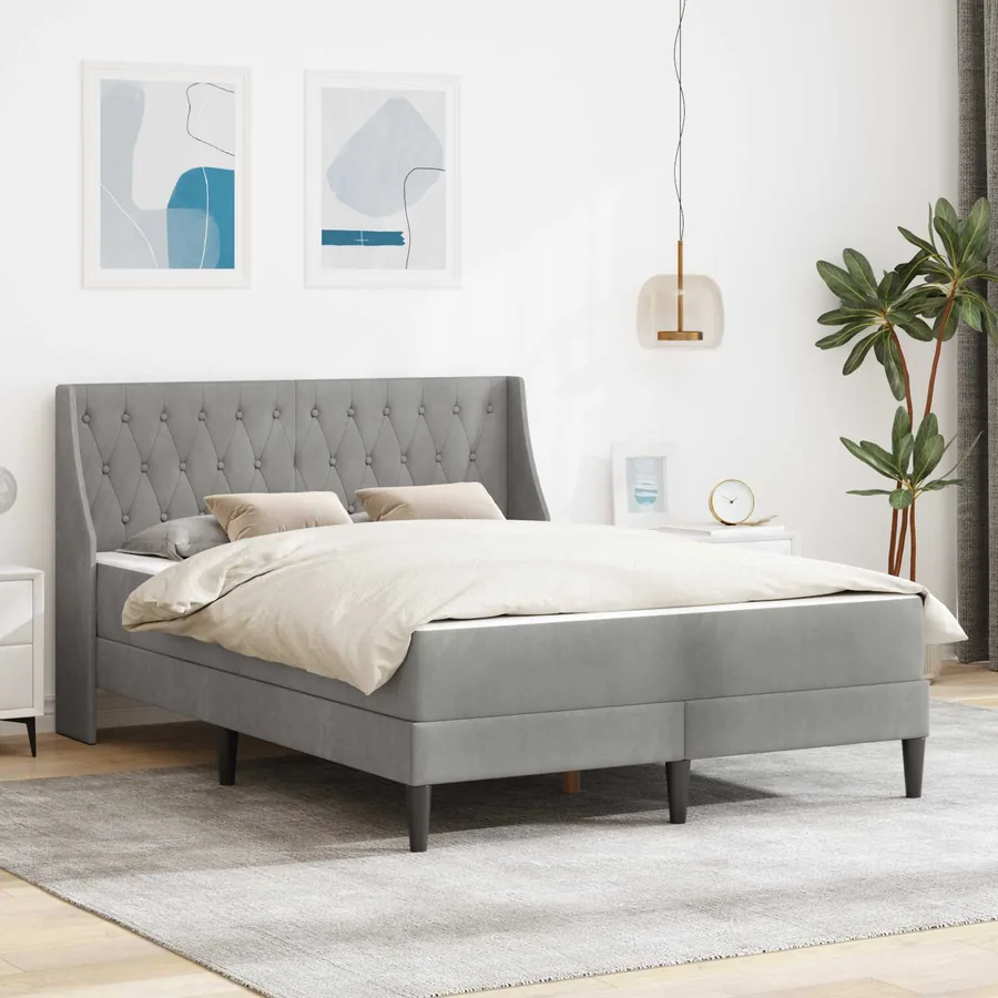 Cadre de lit avec matelas Gris clair 120 x 200 cm Velours