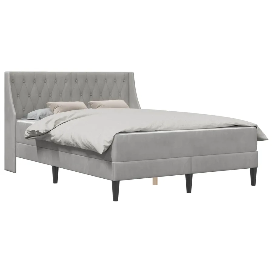 Cadre de lit avec matelas Gris clair 120 x 200 cm Velours - 2
