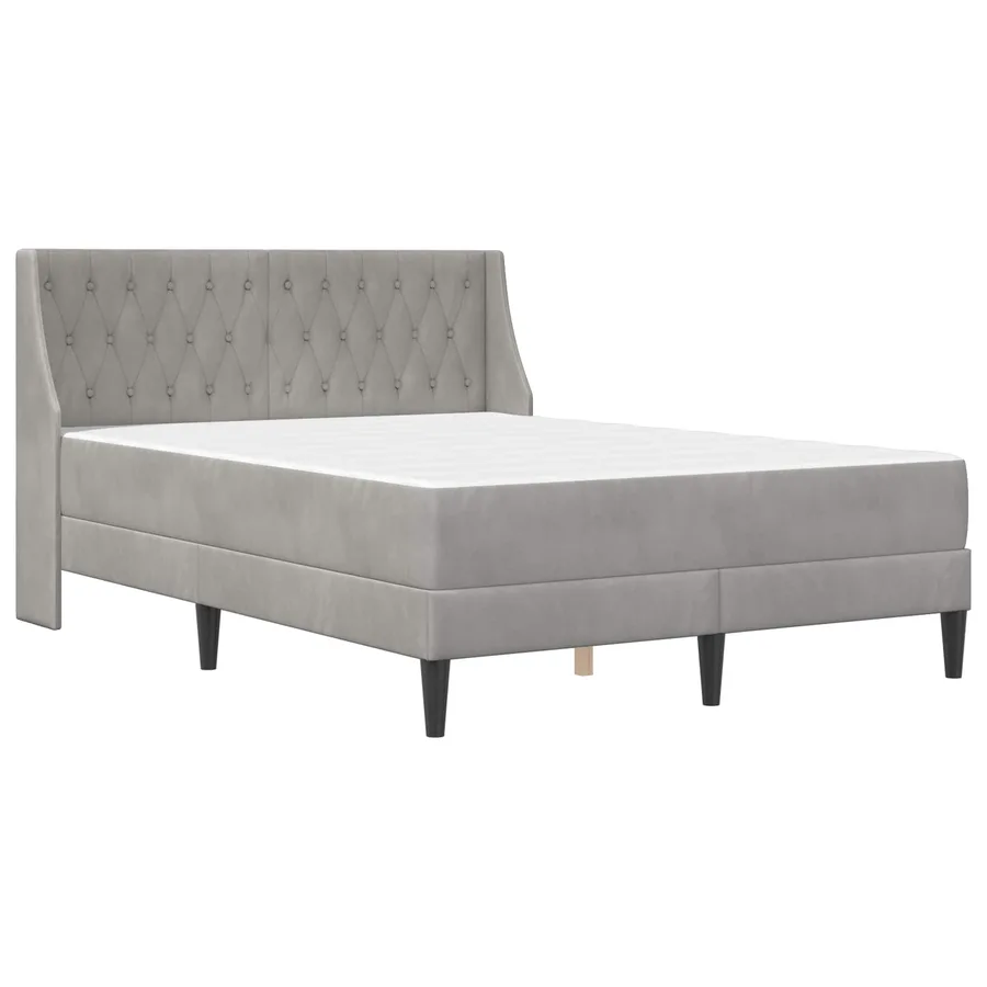 Cadre de lit avec matelas Gris clair 120 x 200 cm Velours - 3