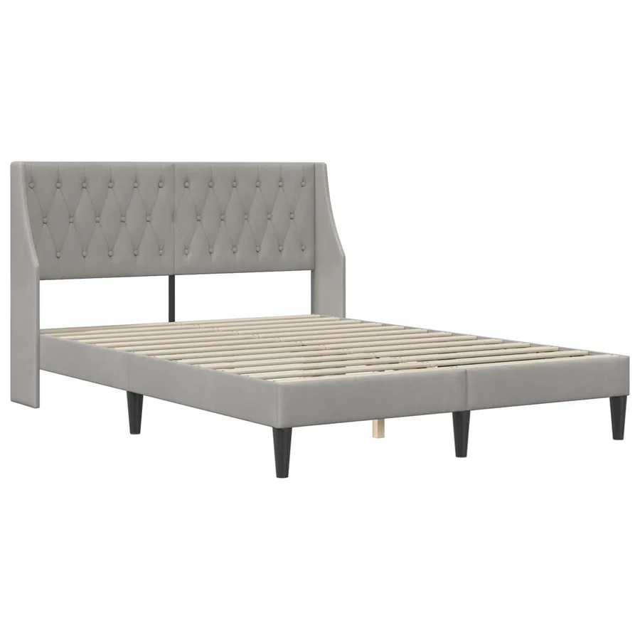 Cadre de lit avec matelas Gris clair 120 x 200 cm Velours - 4