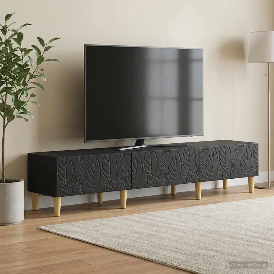 Meuble TV 147 x 34,5 x 30 cm Noir Bois d'ingénierie