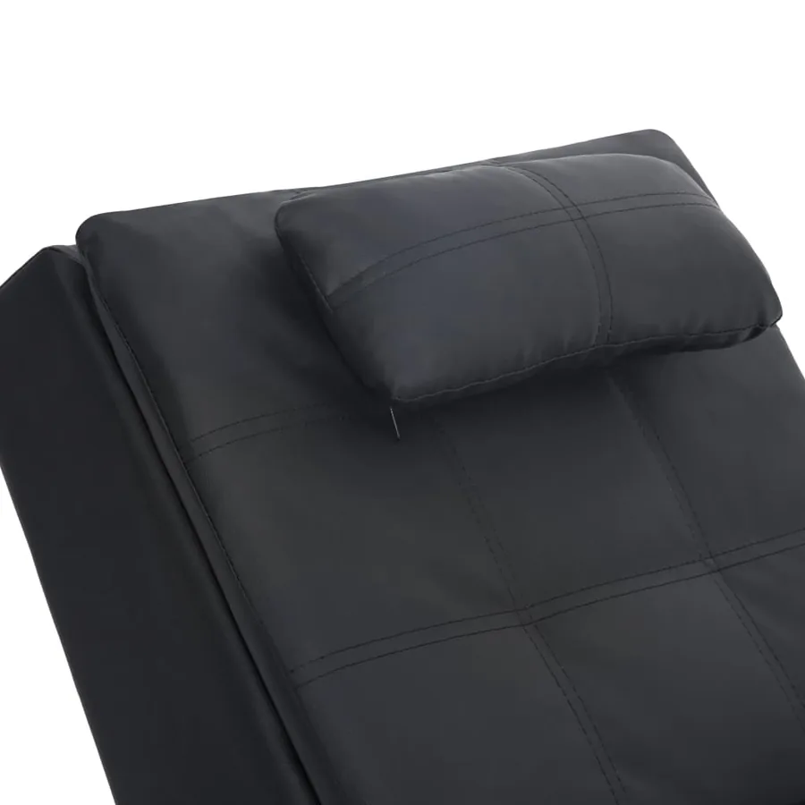 Chaise longue de massage avec oreiller Noir Similicuir - 6