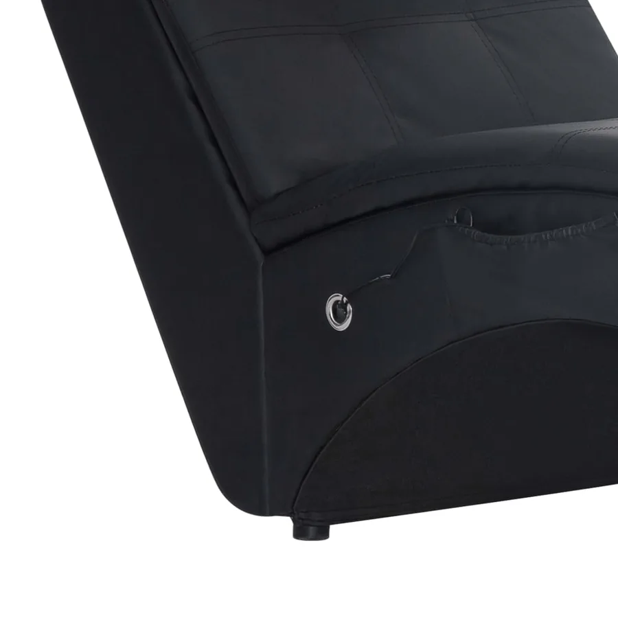 Chaise longue de massage avec oreiller Noir Similicuir - 7