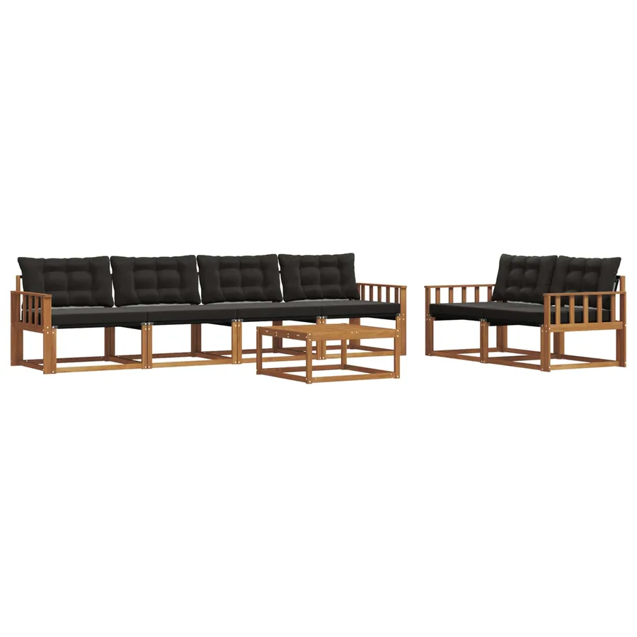 Ensemble de canapés d'extérieur 7 pcs Naturel et Noir - 2