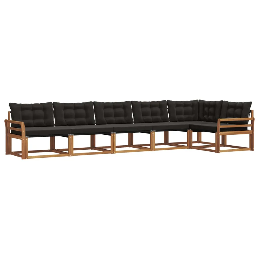Ensemble de canapés d'extérieur 6 pcs Naturel et Noir - 2