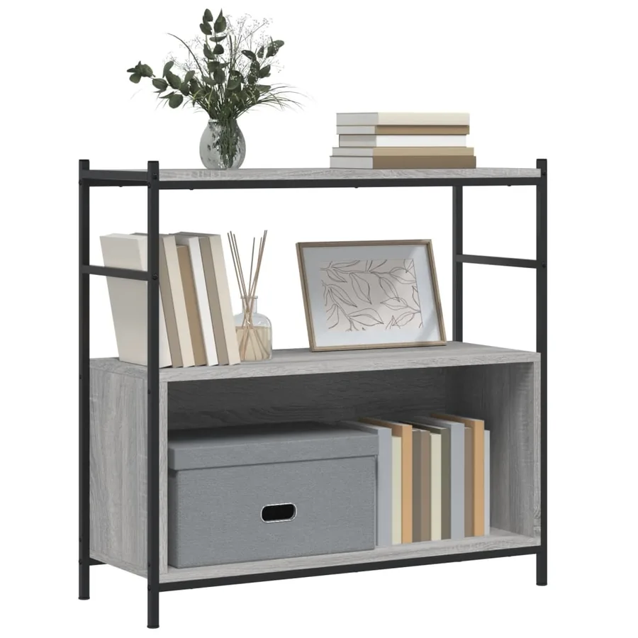 Bibliothèque sonoma gris 80x30x78,5 cm bois d'ingénierie et fer - 3