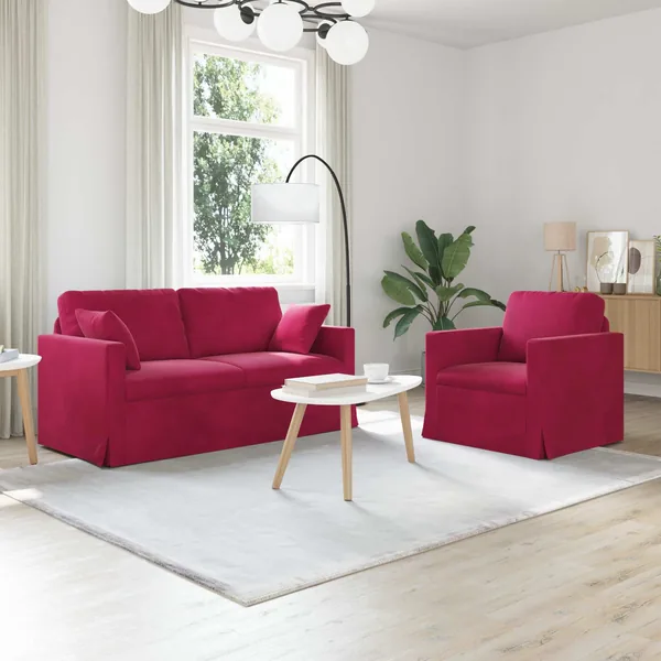Ensemble de Canapés 2 pcs Bordeaux 158 x 78 x 80 cm Velours