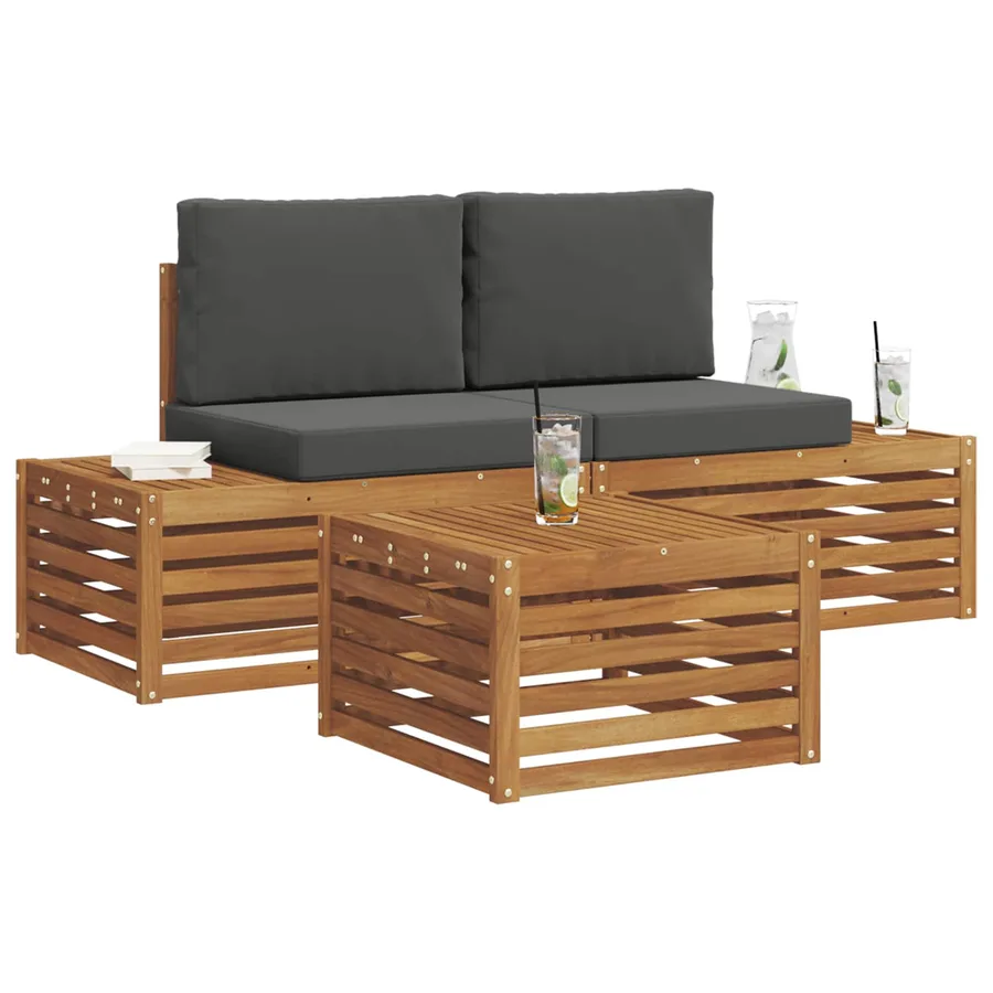 Ensemble de canapés d'extérieur Naturel et Anthracite - 3