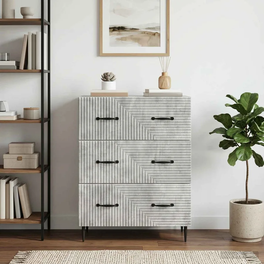 Armoire à tiroirs Gris béton 66 x 34,5 x 89,5 cm