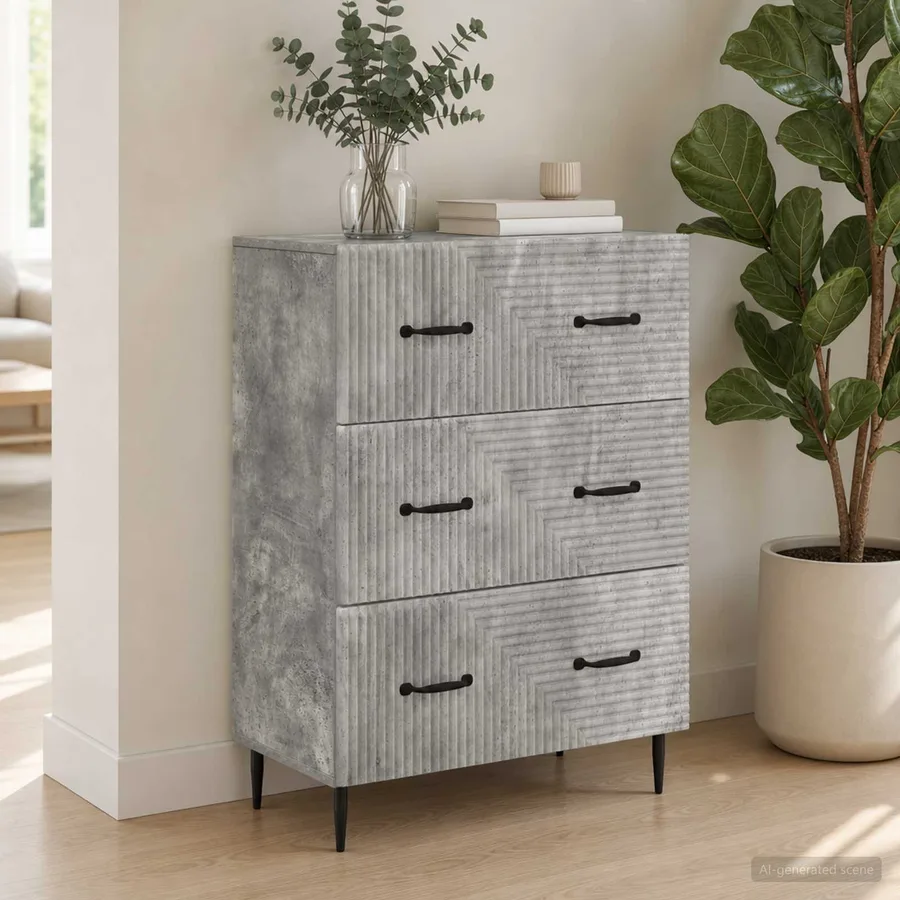 Armoire à tiroirs Gris béton 66 x 34,5 x 89,5 cm - 4