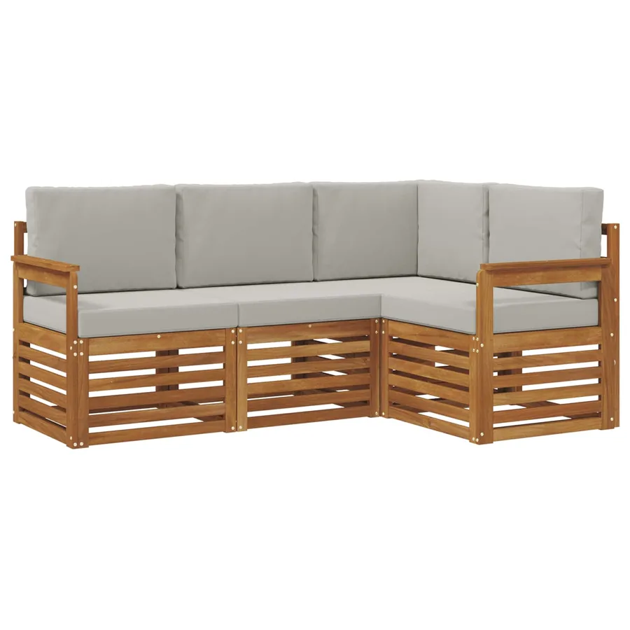 Ensembles de canapés avec coussin 4 pcs Gris Naturel et Clair - 2