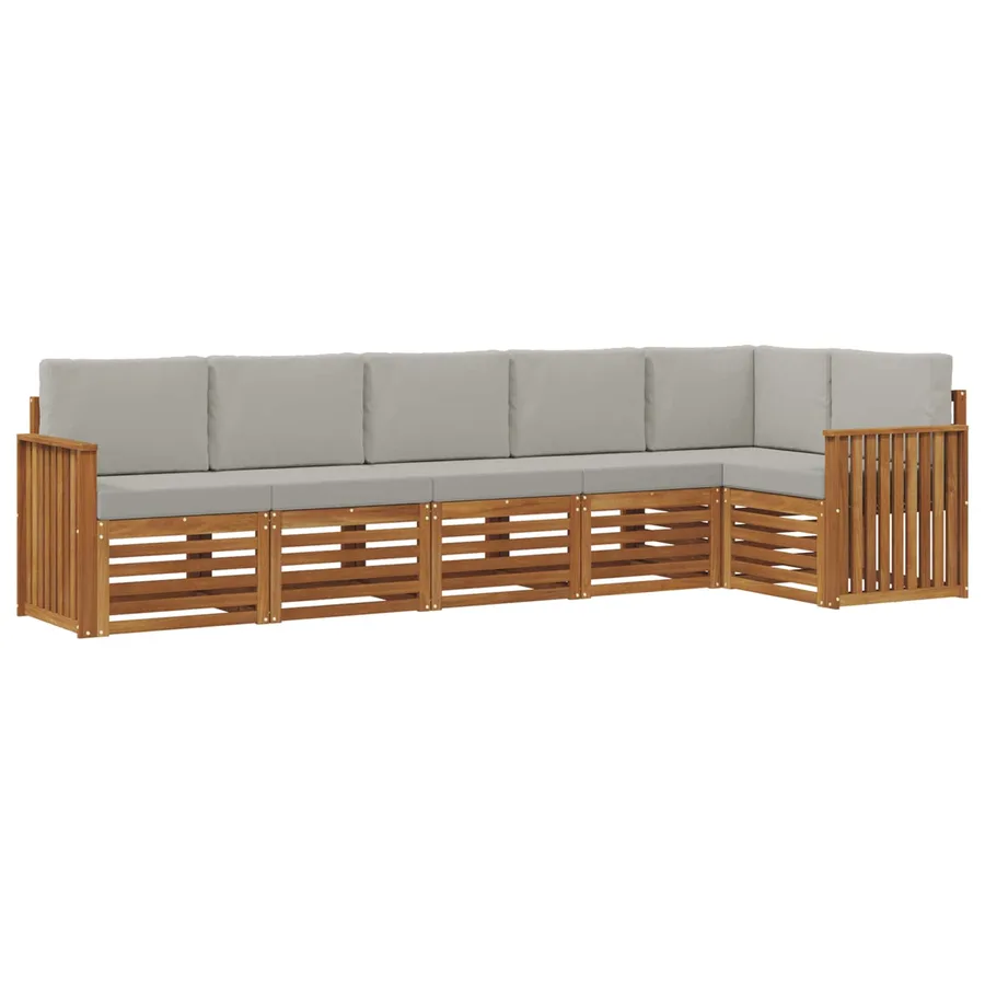 Ensemble de canapé d'angle 6 pcs Gris Naturel et Clair - 2