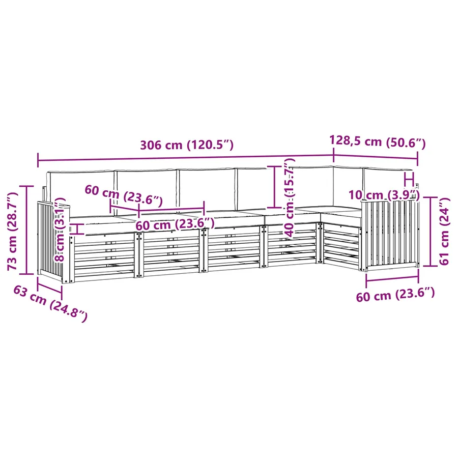 Ensemble de canapé d'angle 6 pcs Gris Naturel et Clair - 8