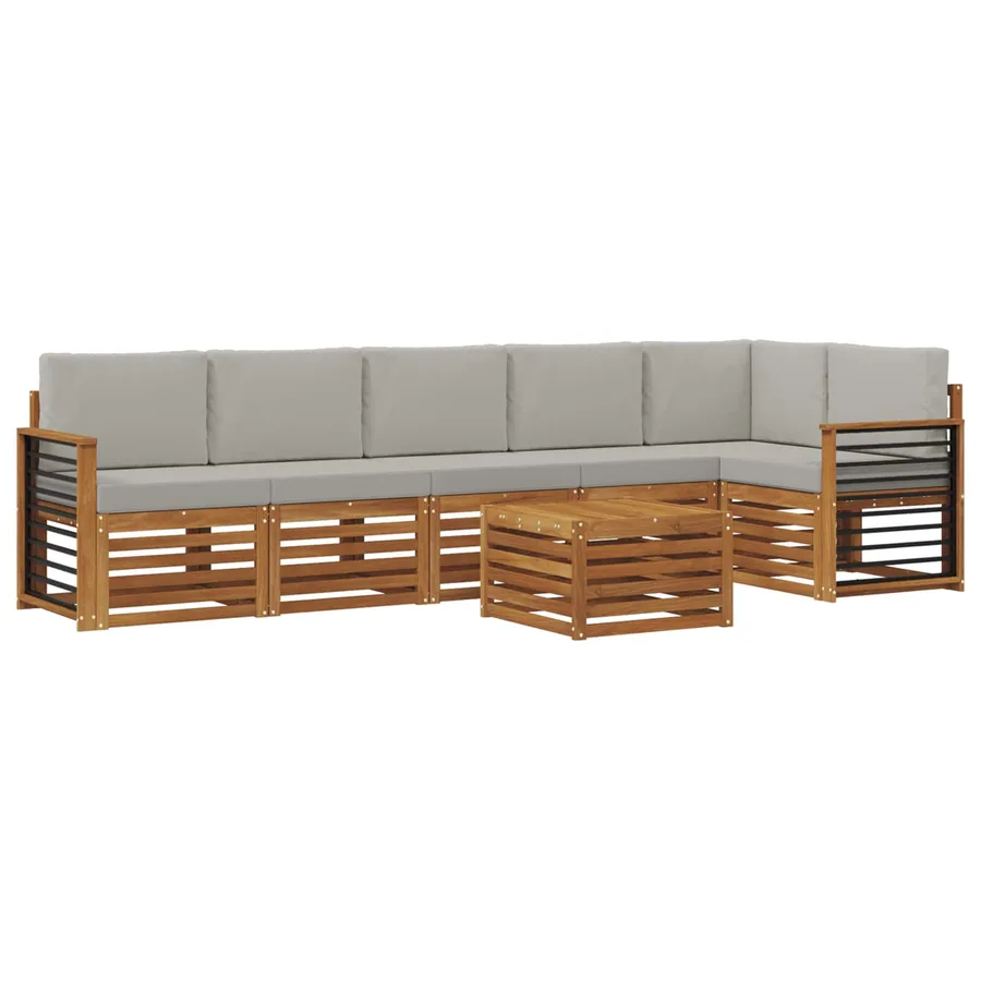 Ensemble de canapé d'angle 7 pcs Gris Naturel et Clair - 2