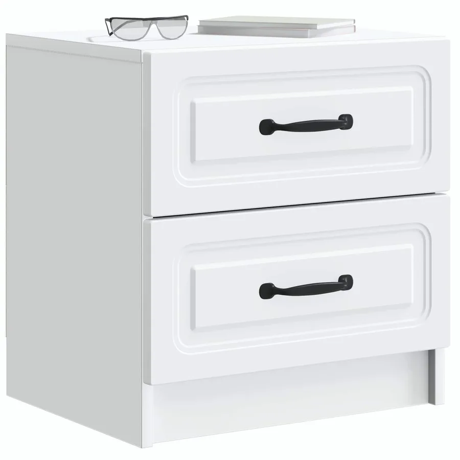 Cabinet de chevet avec tiroir 2 pcs Blanc 43 x 34,5 x 44,5 cm - 3