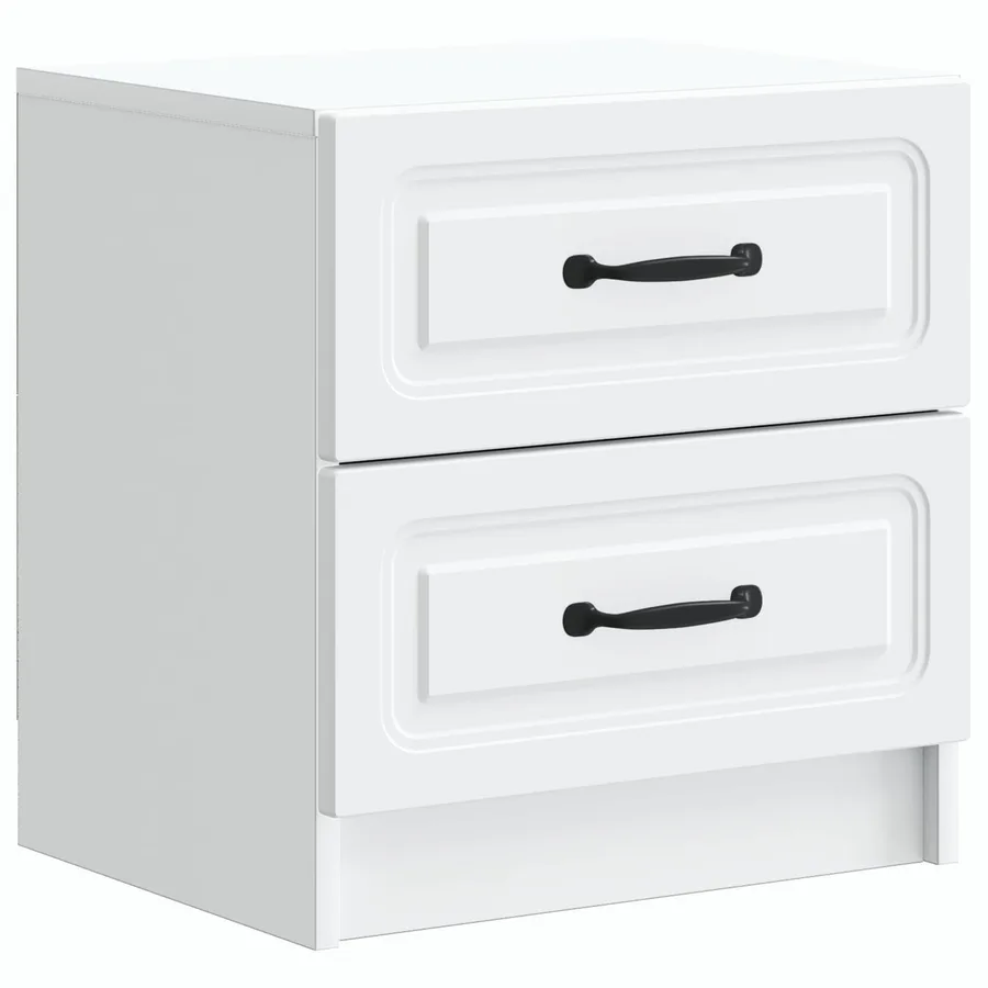 Cabinet de chevet avec tiroir 2 pcs Blanc 43 x 34,5 x 44,5 cm - 5
