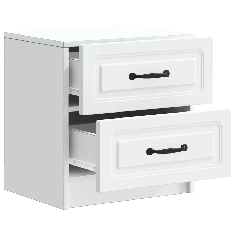 Cabinet de chevet avec tiroir 2 pcs Blanc 43 x 34,5 x 44,5 cm - 6