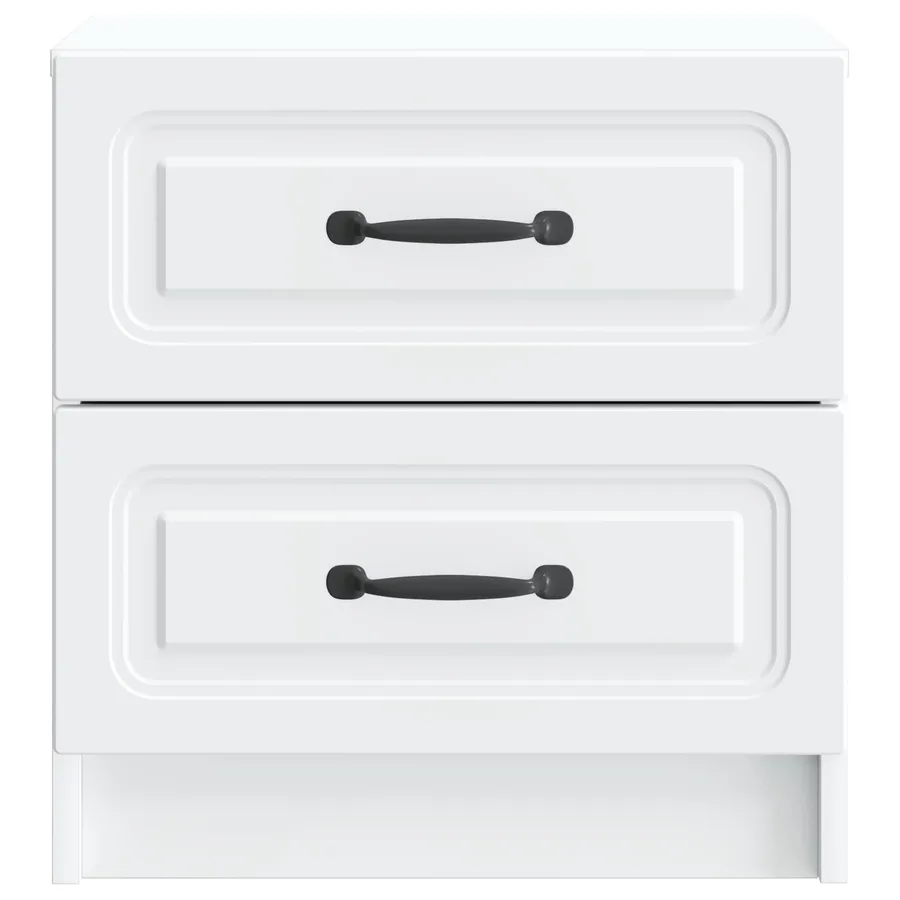Cabinet de chevet avec tiroir 2 pcs Blanc 43 x 34,5 x 44,5 cm - 7