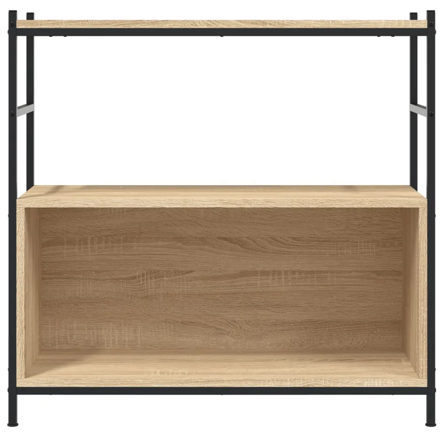 Bibliothèque chêne sonoma 80x30x78,5cm bois d'ingénierie et fer - 4