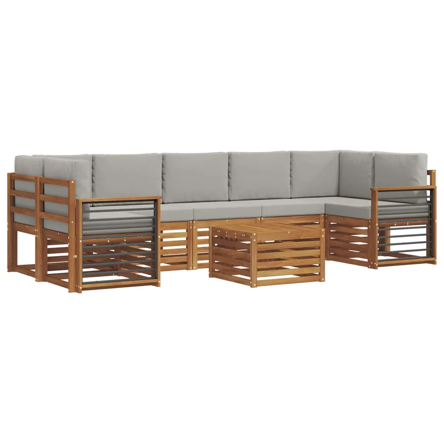 Ensemble de canapés d'extérieur 8 pcs Gris Naturel et Clair - 2