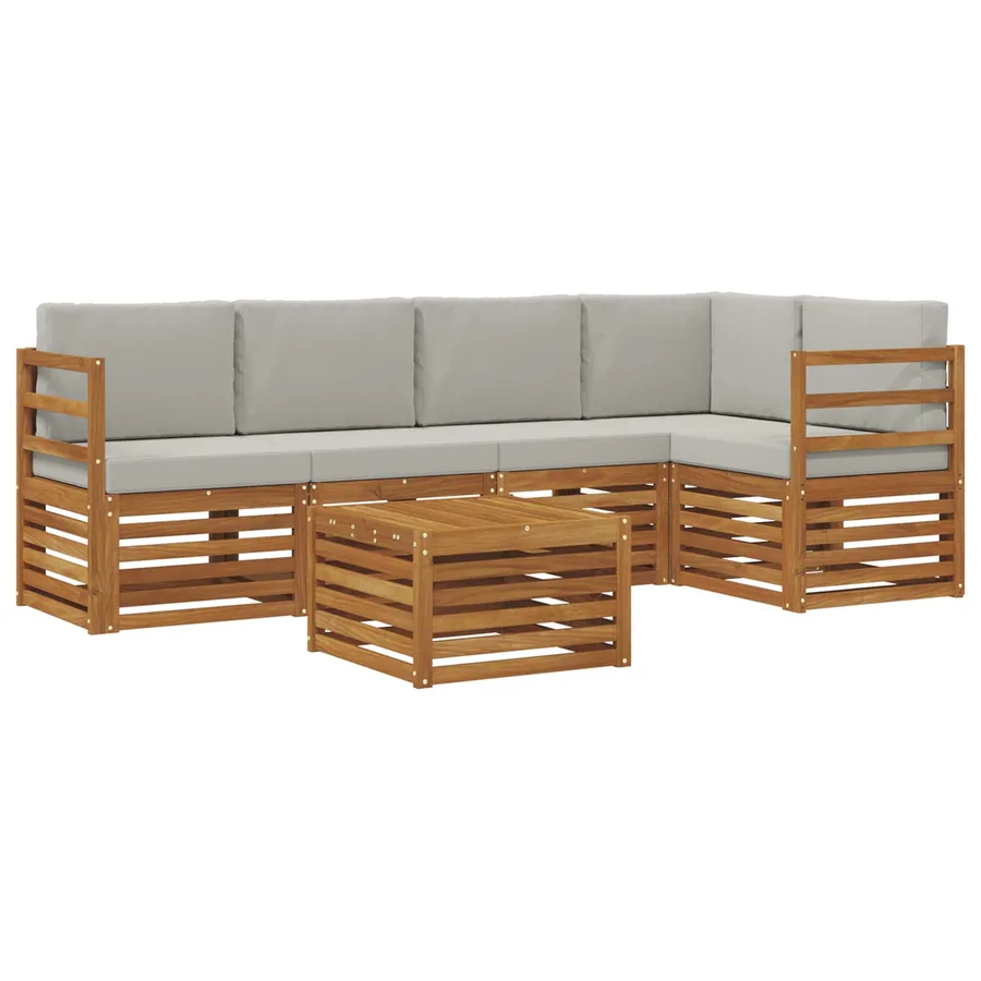 Ensemble de canapé d'angle 6 pcs Gris Naturel et Clair - 2
