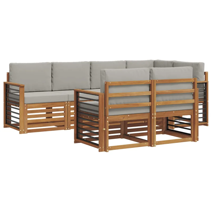 Ensemble de canapé d'angle 7 pcs Gris Naturel et Clair - 2