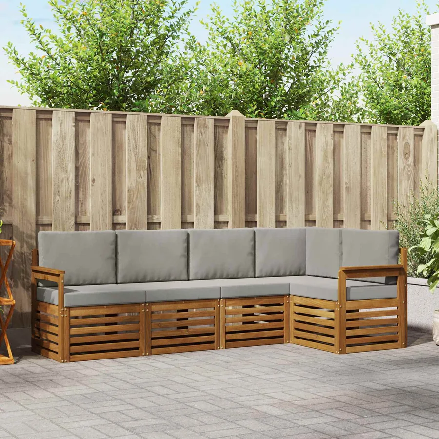Ensemble de canapé d'angle 5 pcs Gris Naturel et Clair