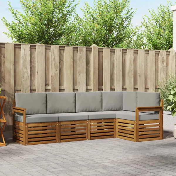 Ensemble de canapé d'angle 5 pcs Gris Naturel et Clair