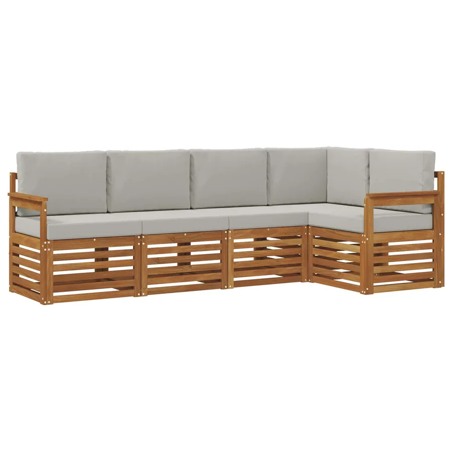Ensemble de canapé d'angle 5 pcs Gris Naturel et Clair - 2
