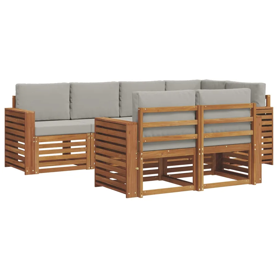 Ensemble de canapé d'angle 7 pcs Gris Naturel et Clair - 2