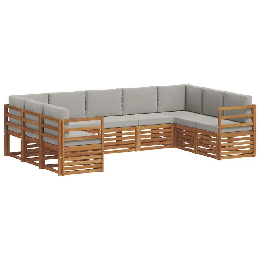 Ensemble de canapé d'angle 9 pcs Gris Naturel et Clair - 2